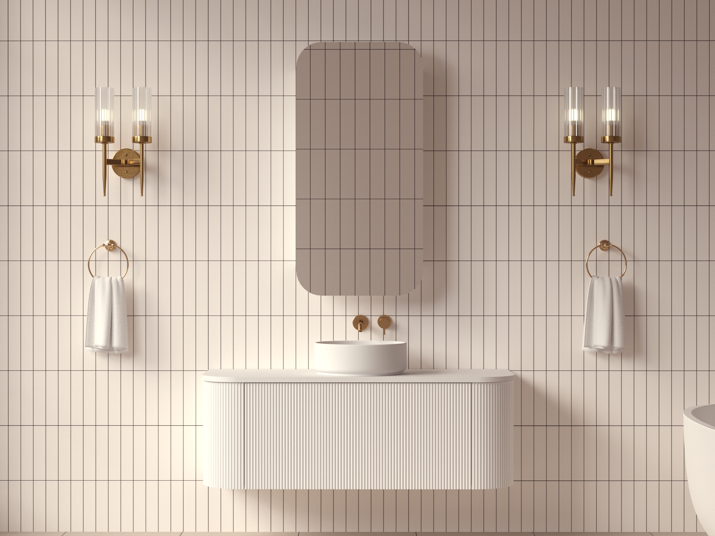 Mimi White Contour Curved Wall Hung Vanity