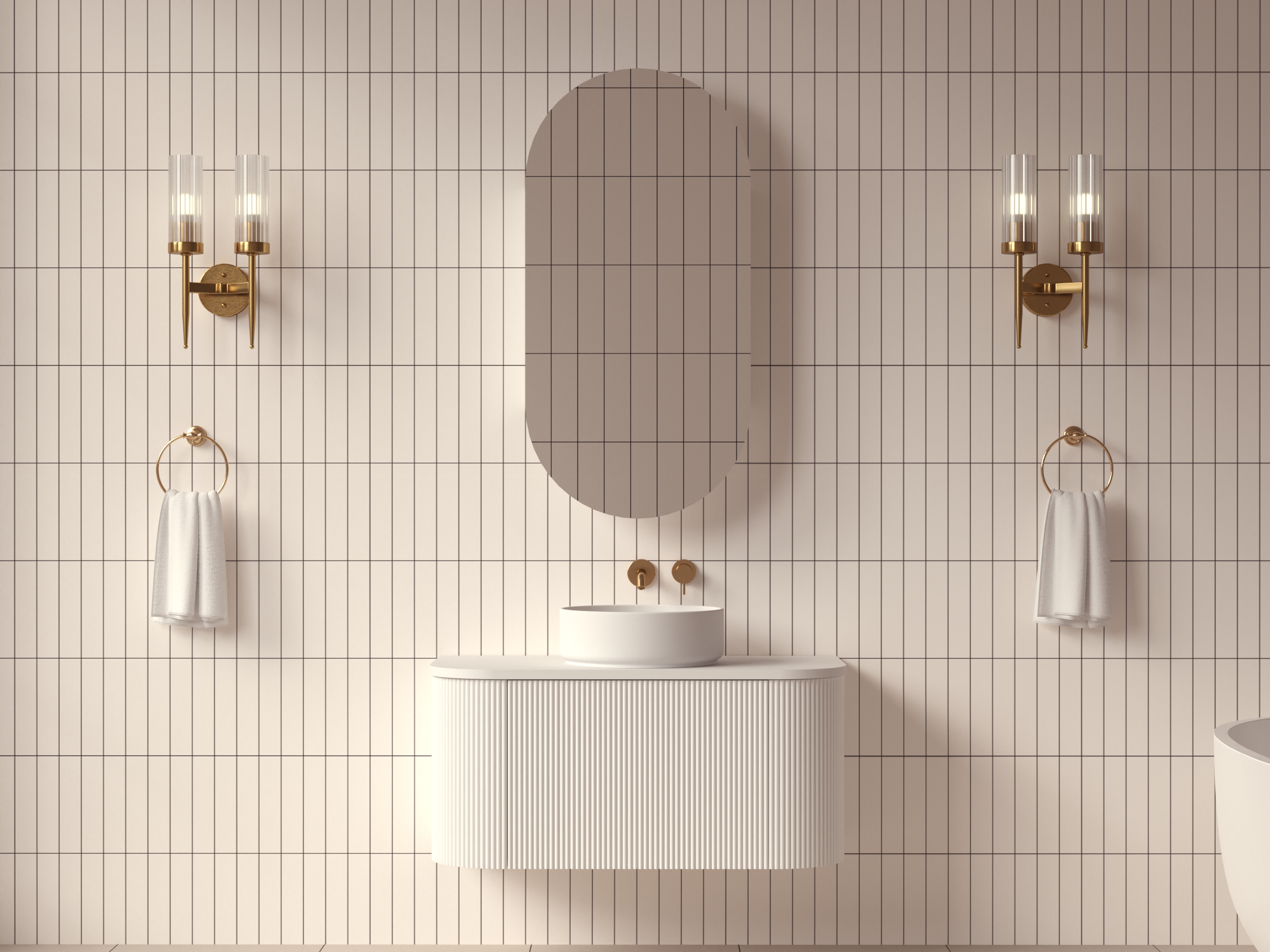 Mimi White Fluted Wall Hung Vanity Unit