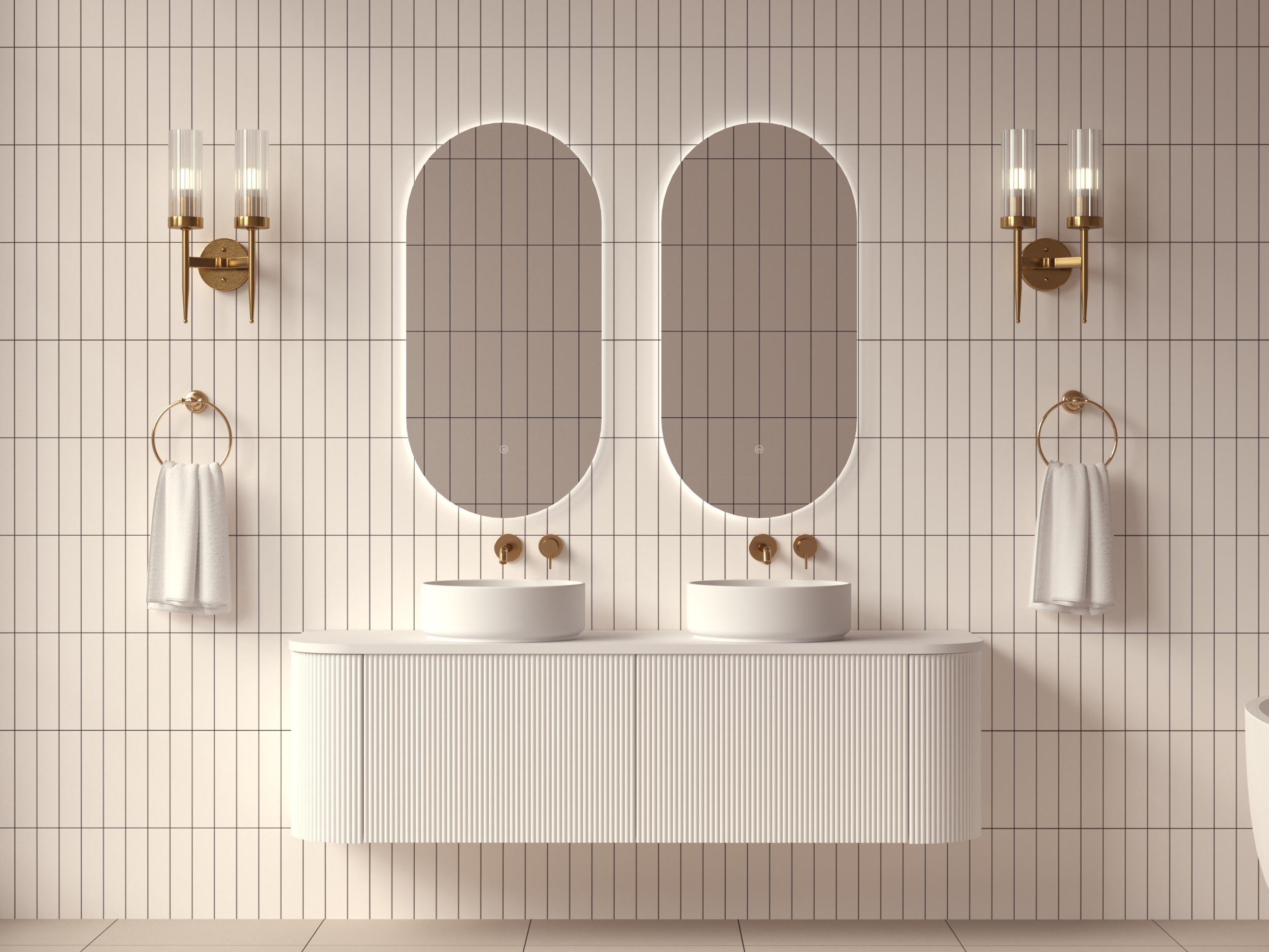 Mimi White Fluted Wall Hung Vanity Unit