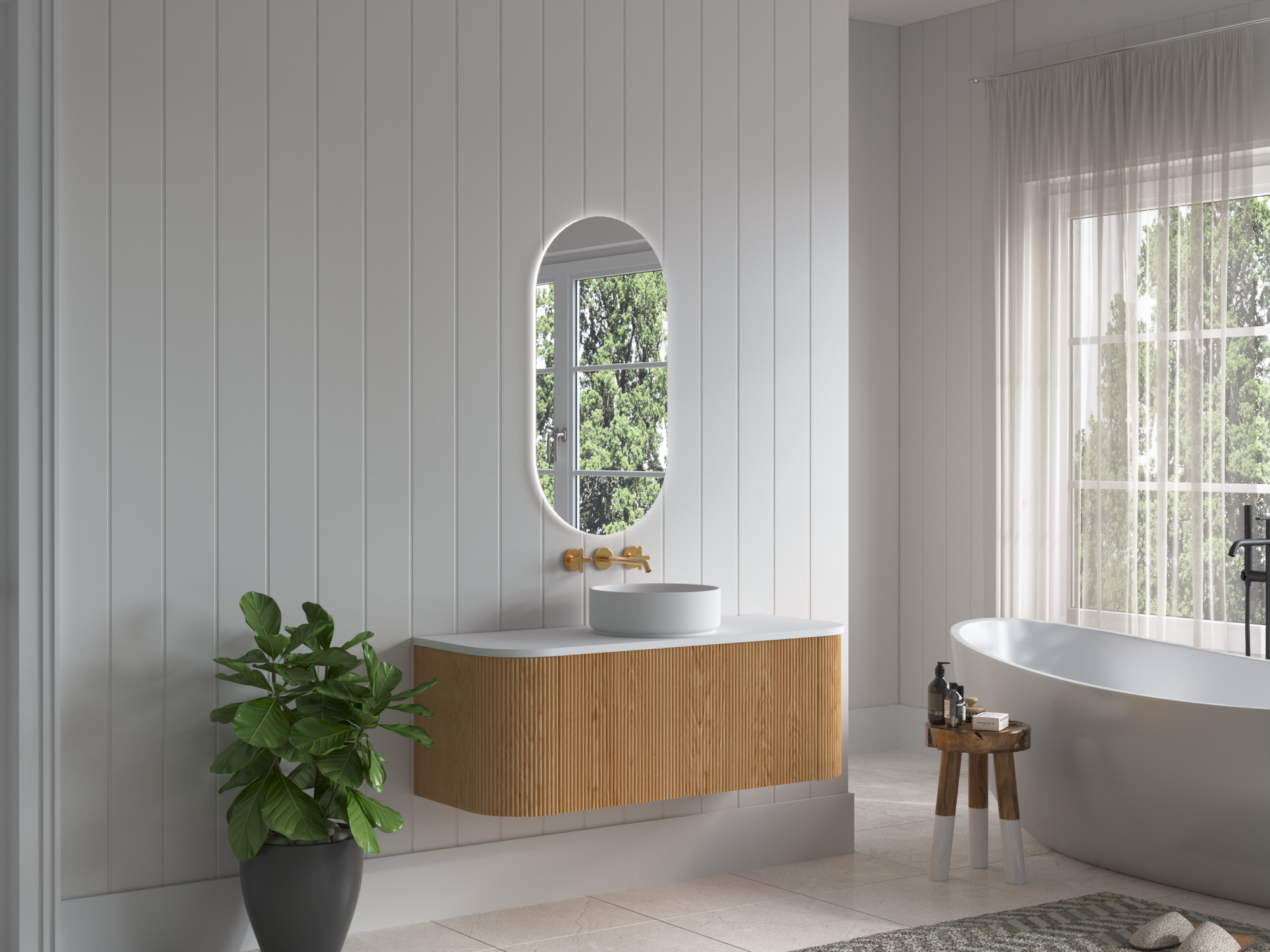 1200mm Portofino Oak Flute Vanity Unit