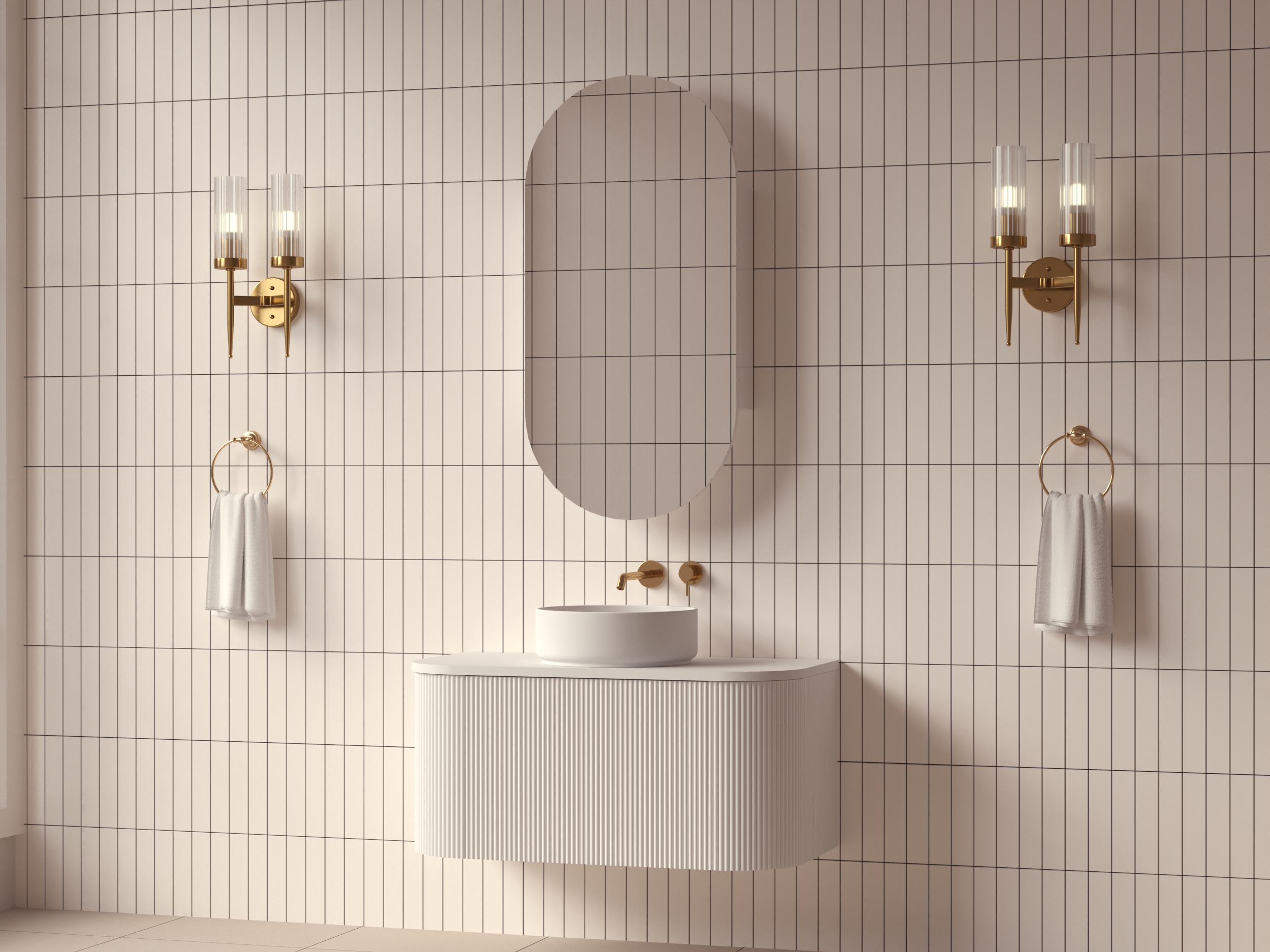 Mimi White Contour Curved Wall Hung Vanity