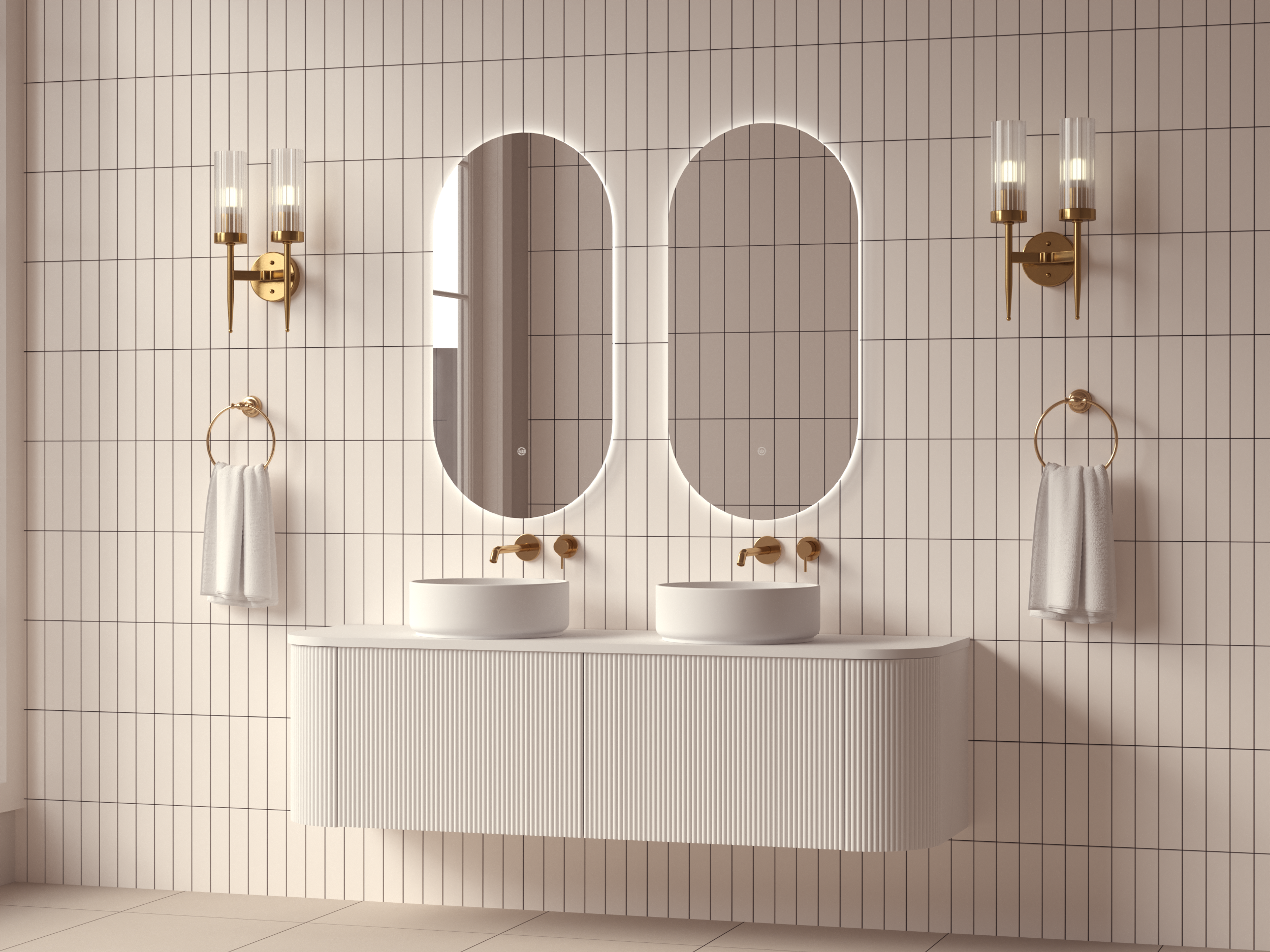 Mimi White Contour Curved Wall Hung Vanity