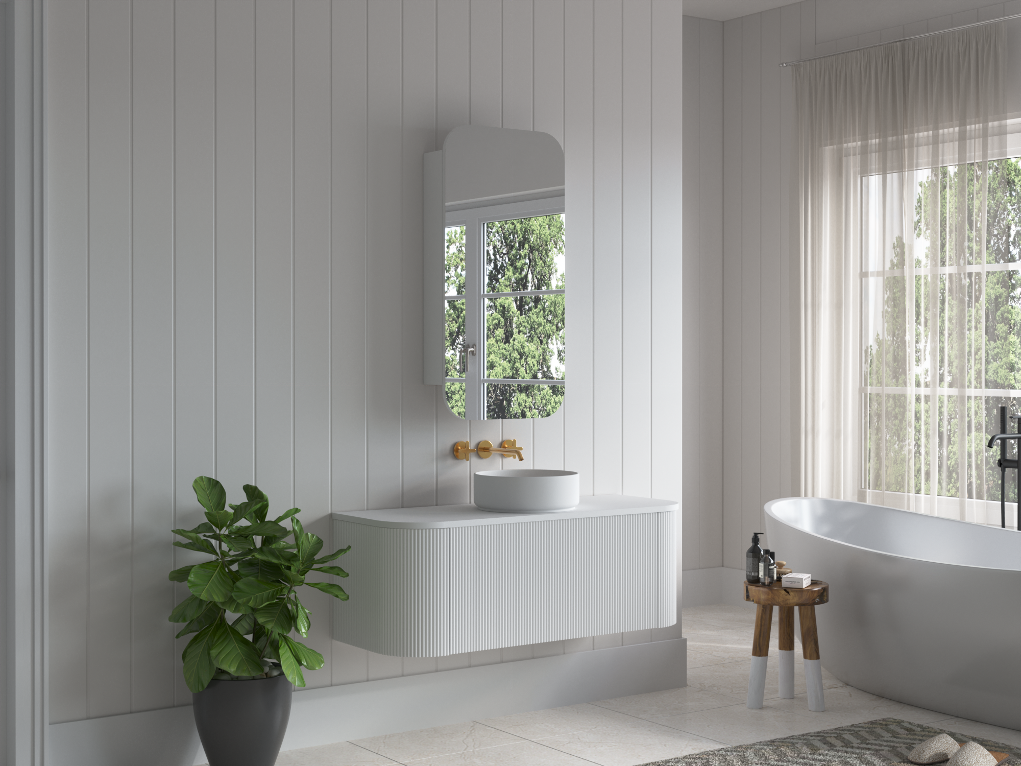 1200mm Portofino White Flute Vanity Unit