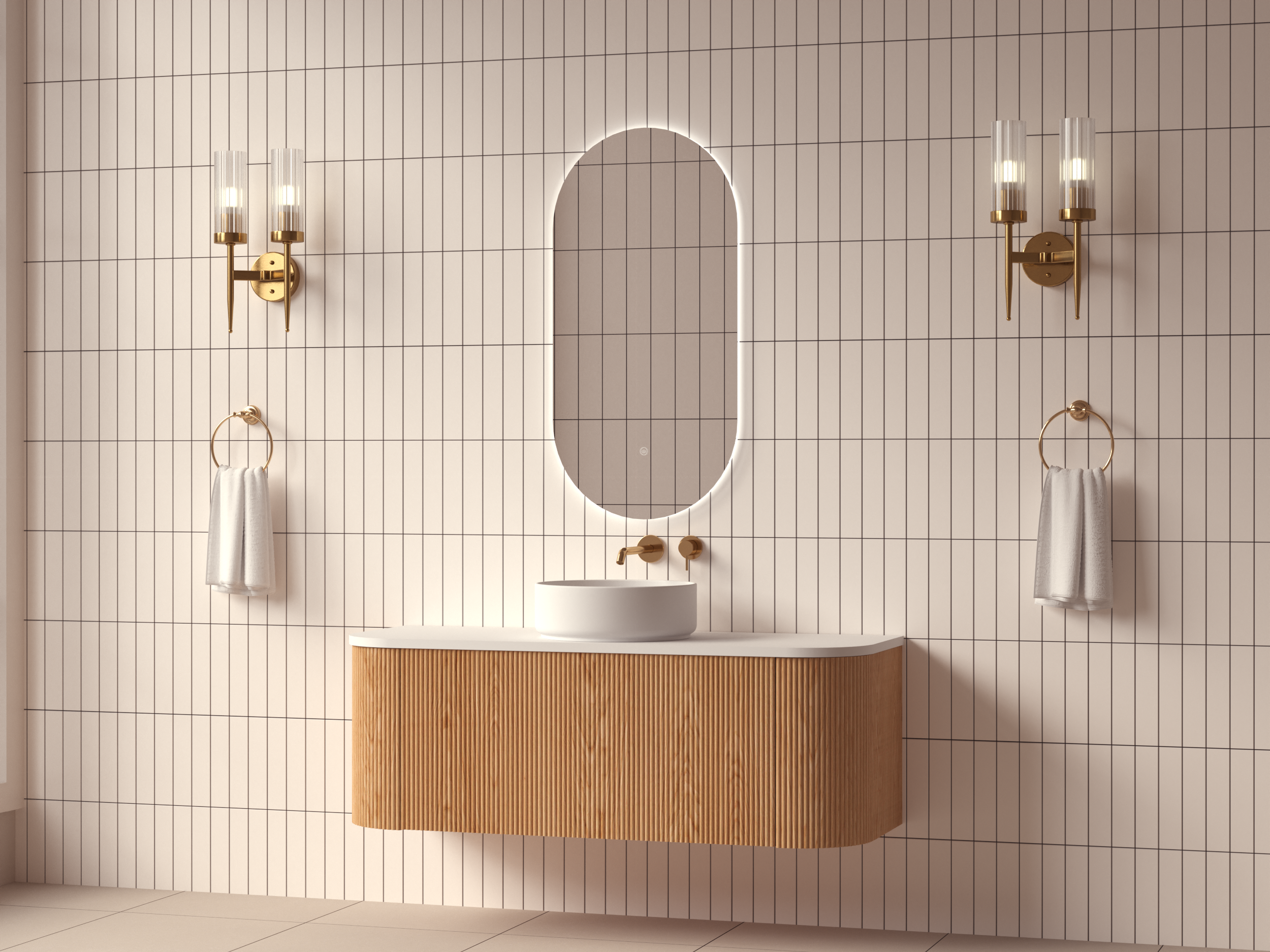 Mimi Oak Fluted Wall Hung Vanity Unit