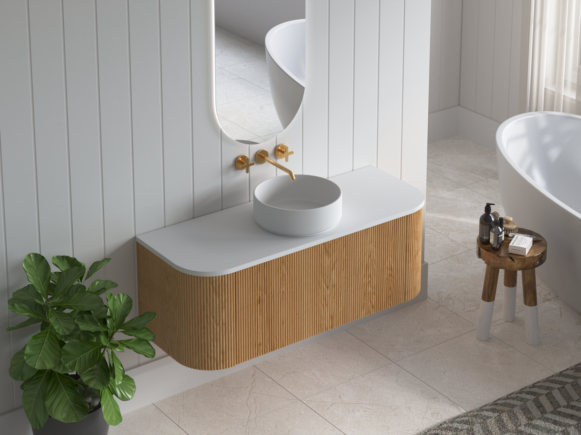 1200mm Portofino Oak Flute Vanity Unit