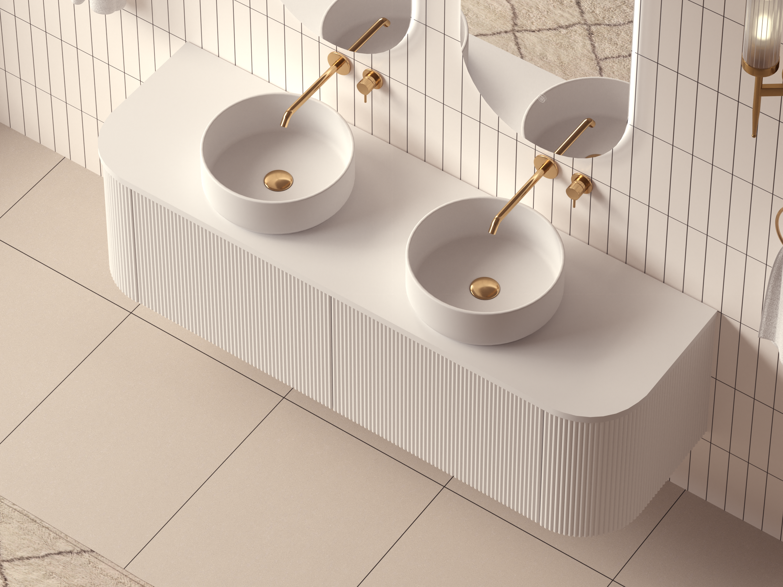 Mimi White Contour Curved Wall Hung Vanity