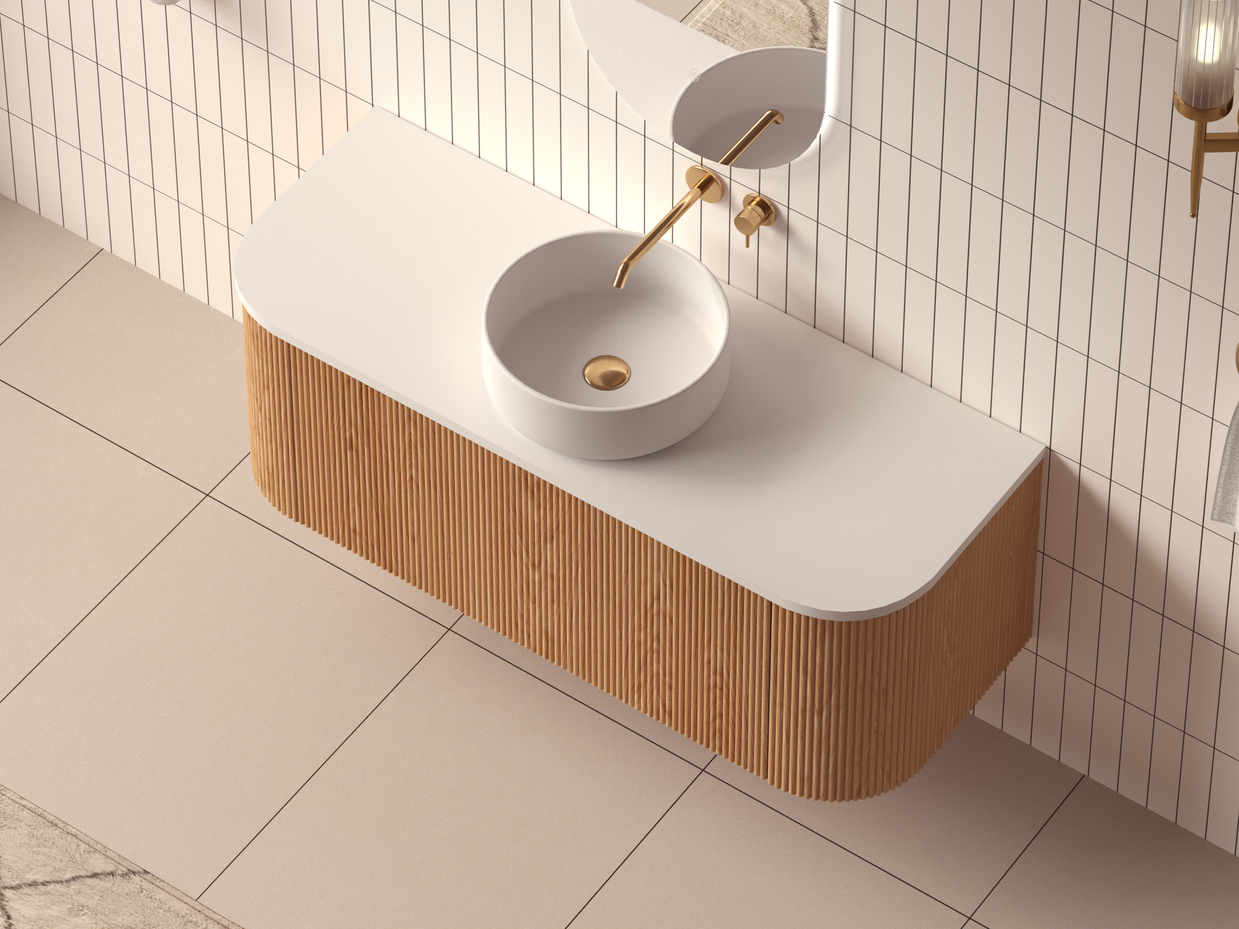 Mimi Oak Fluted Wall Hung Vanity Unit