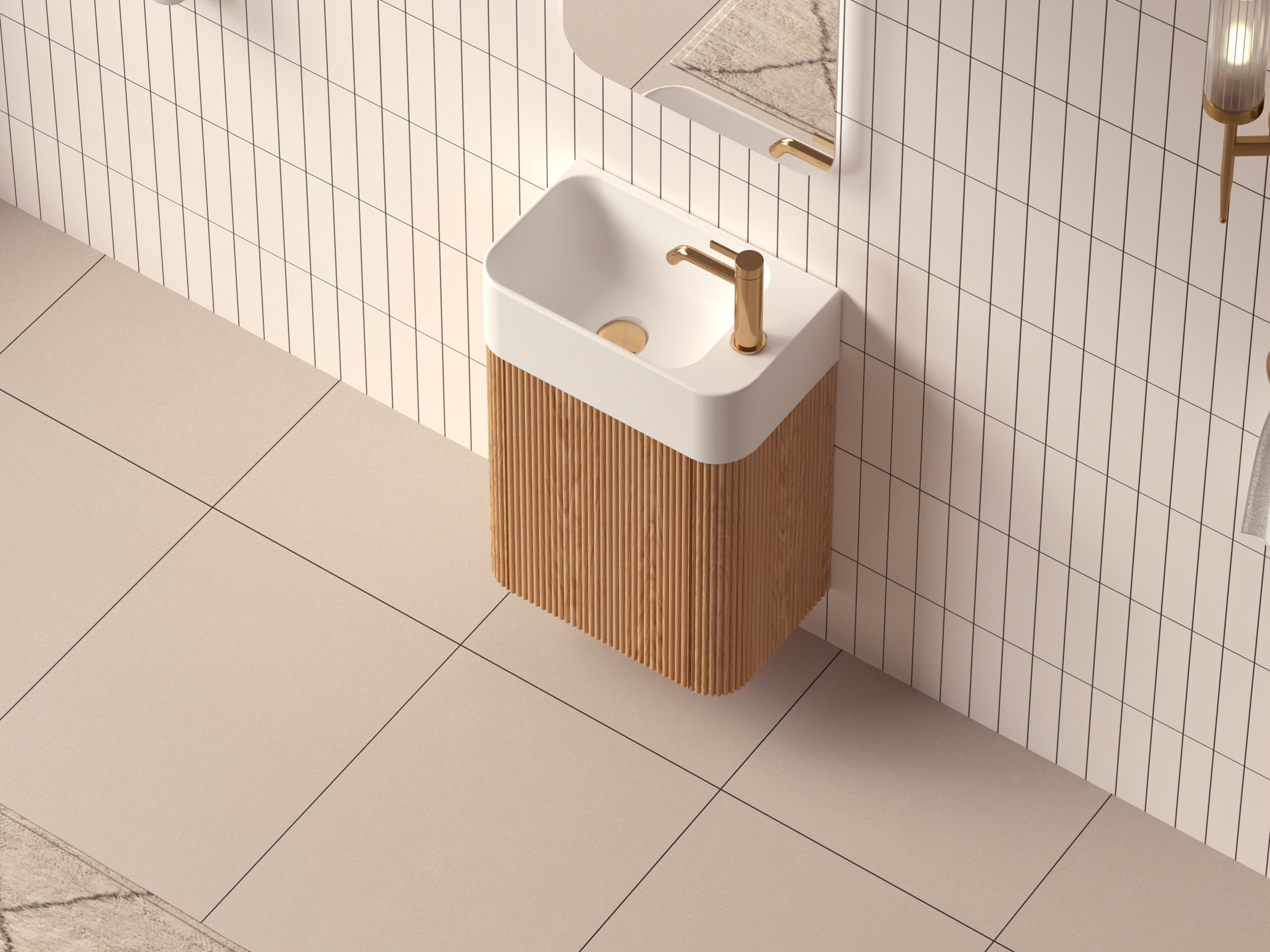 Mimi 460mm Contour Vanity Oak Right