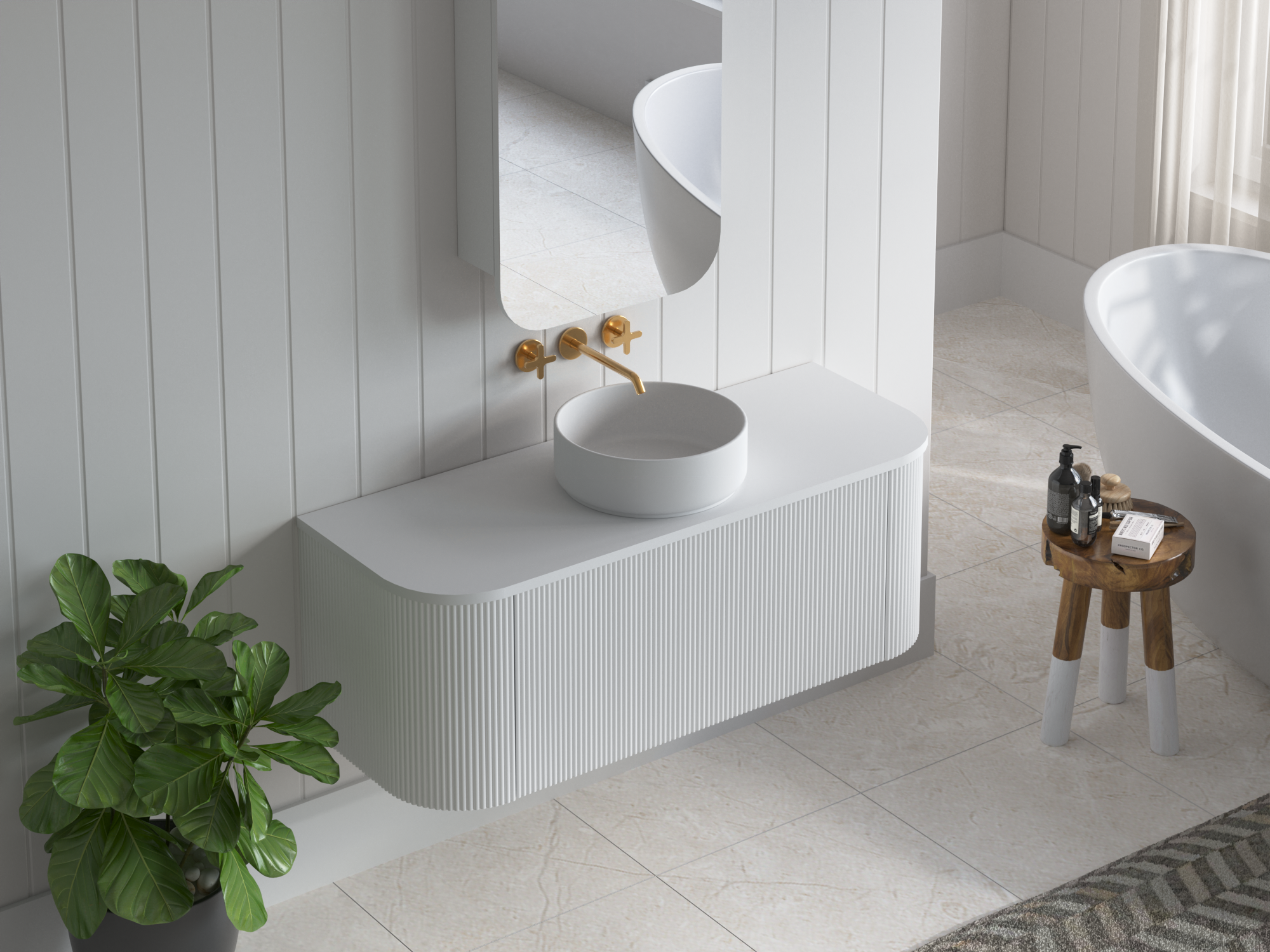 1200mm Portofino White Flute Vanity Unit
