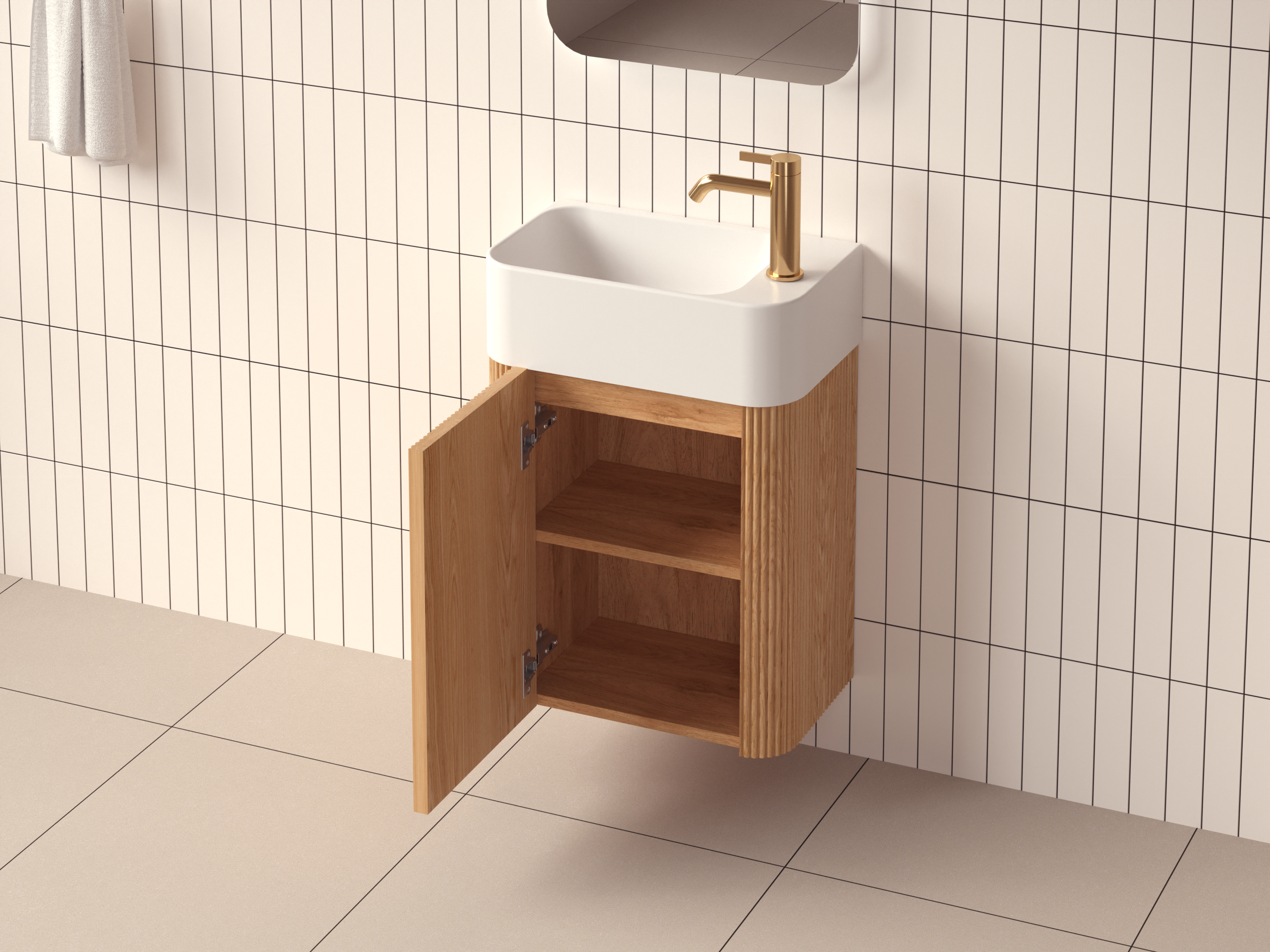 Mimi 460mm Contour Vanity Oak Right