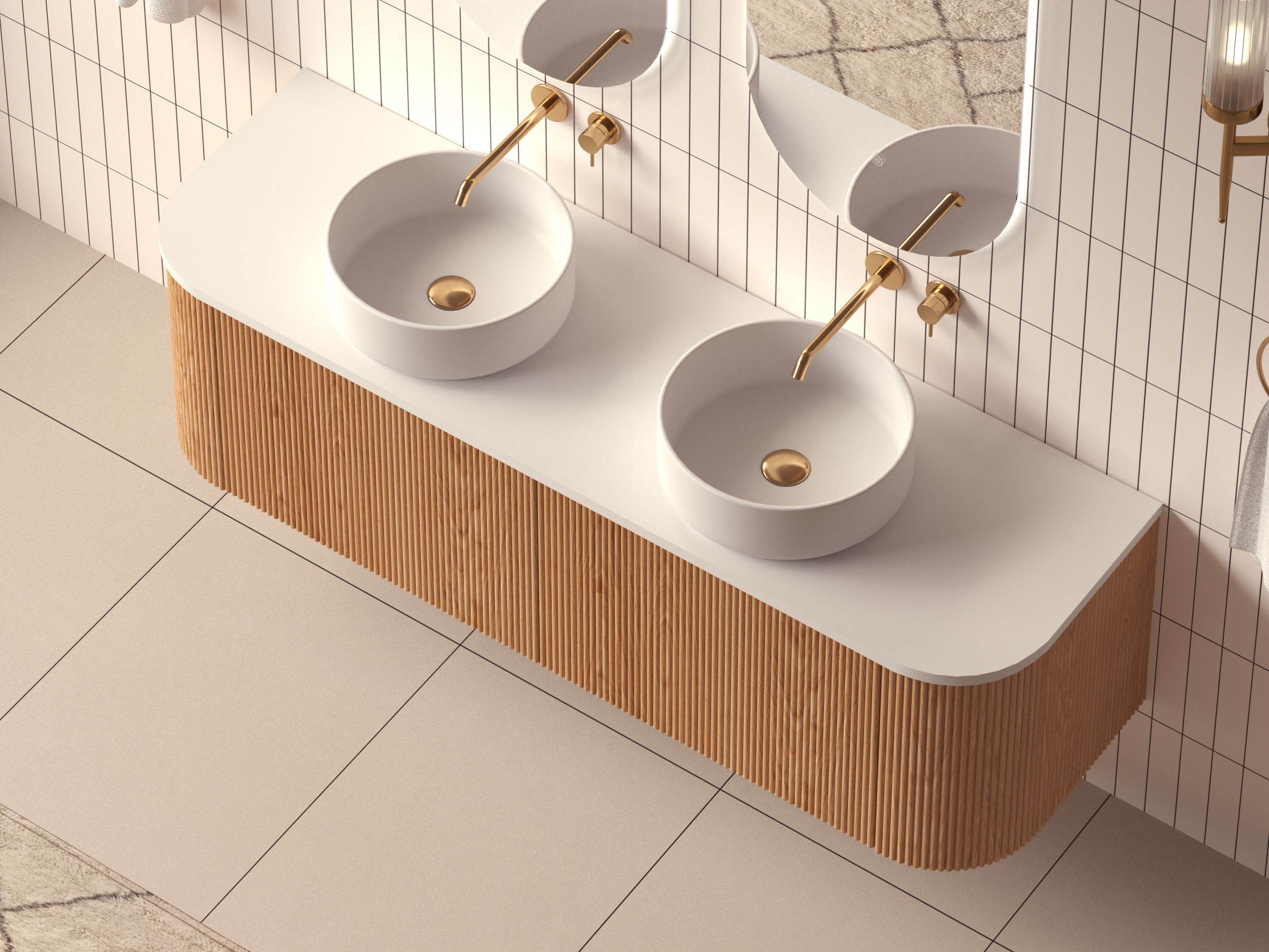 Mimi Oak Fluted Wall Hung Vanity Unit