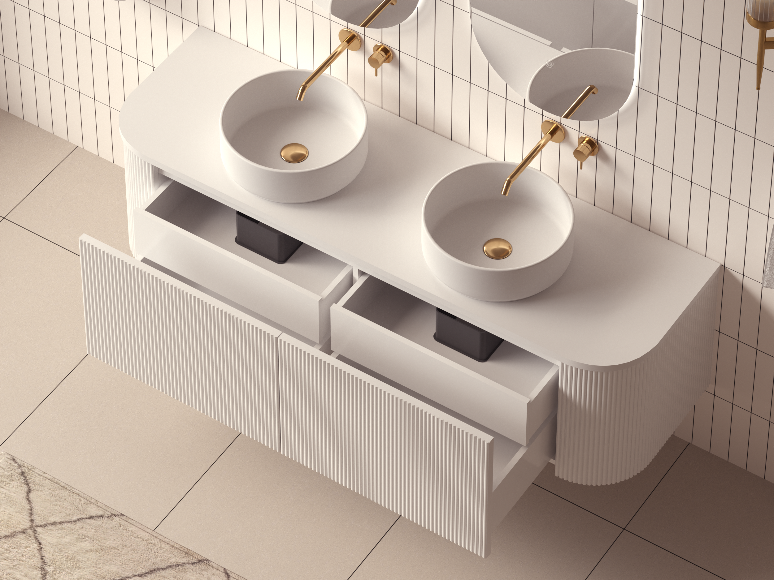 Mimi White Contour Curved Wall Hung Vanity