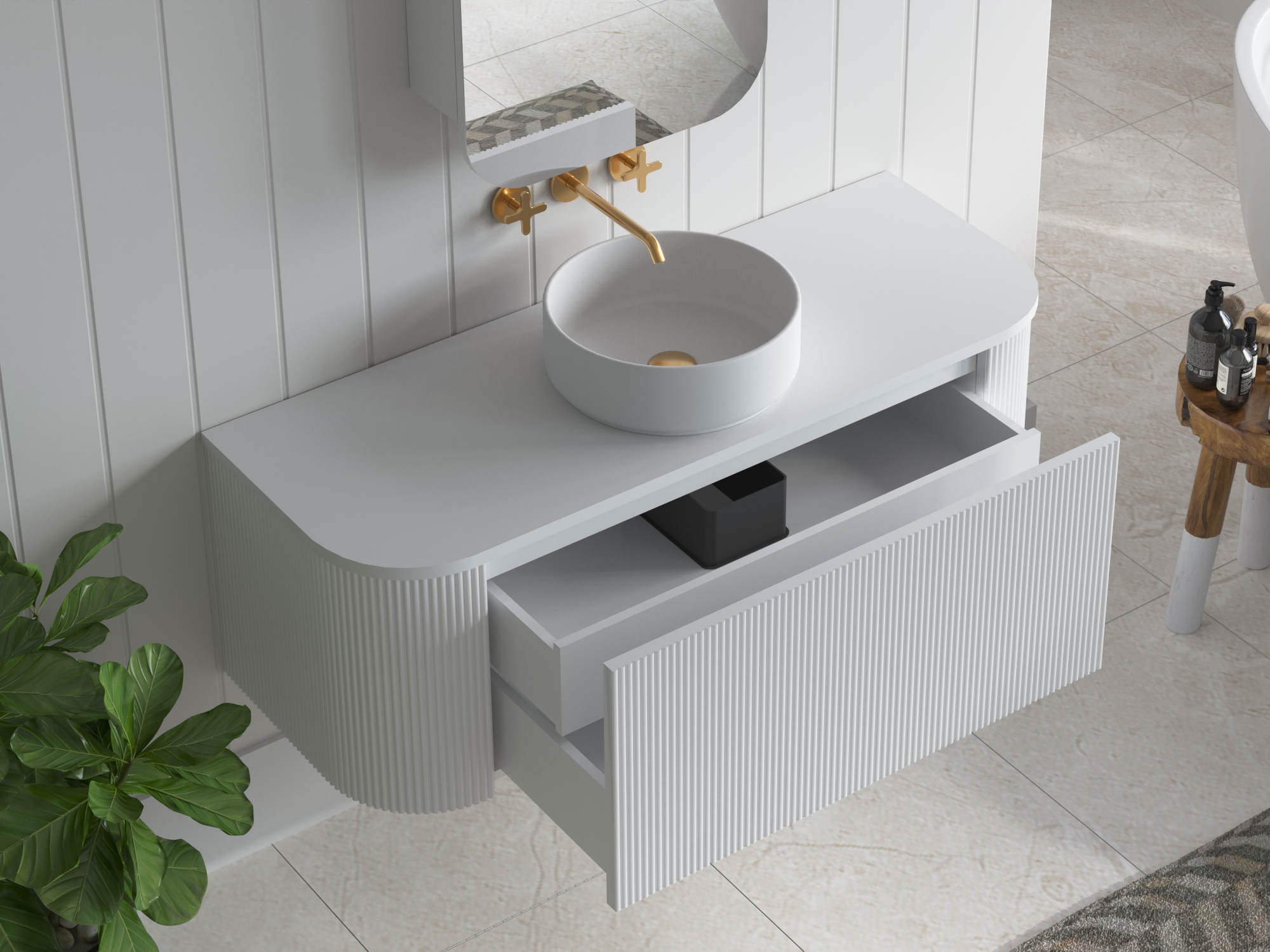 1200mm Portofino White Flute Vanity Unit
