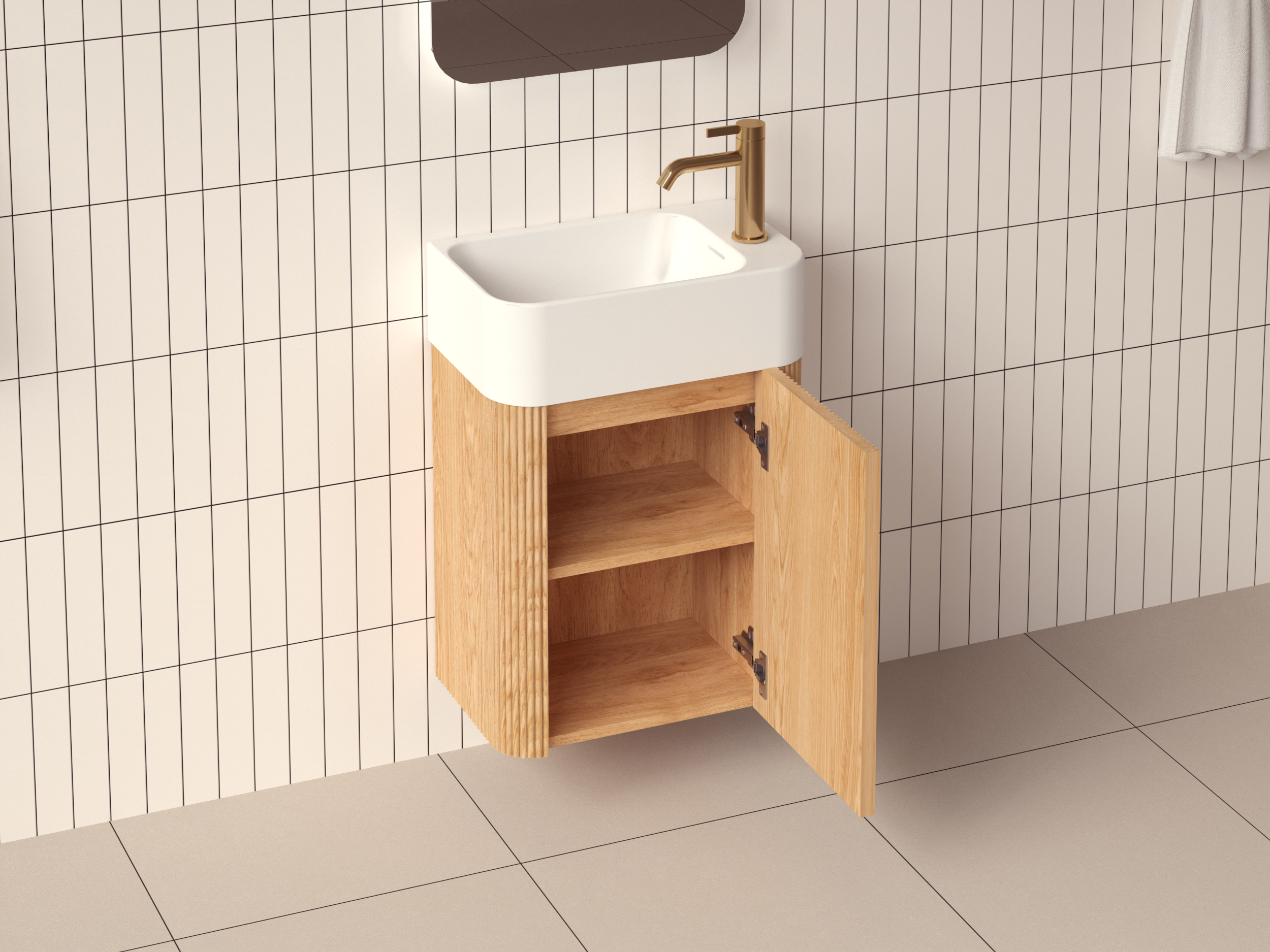 Mimi 460mm Contour Vanity Oak Right