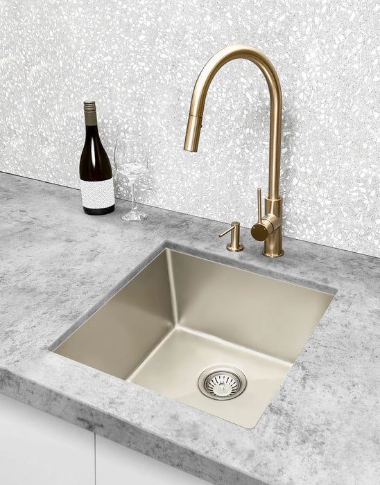 Meir Kitchen Sink - Single Bowl 450 x 450 - PVD Brushed Nickel