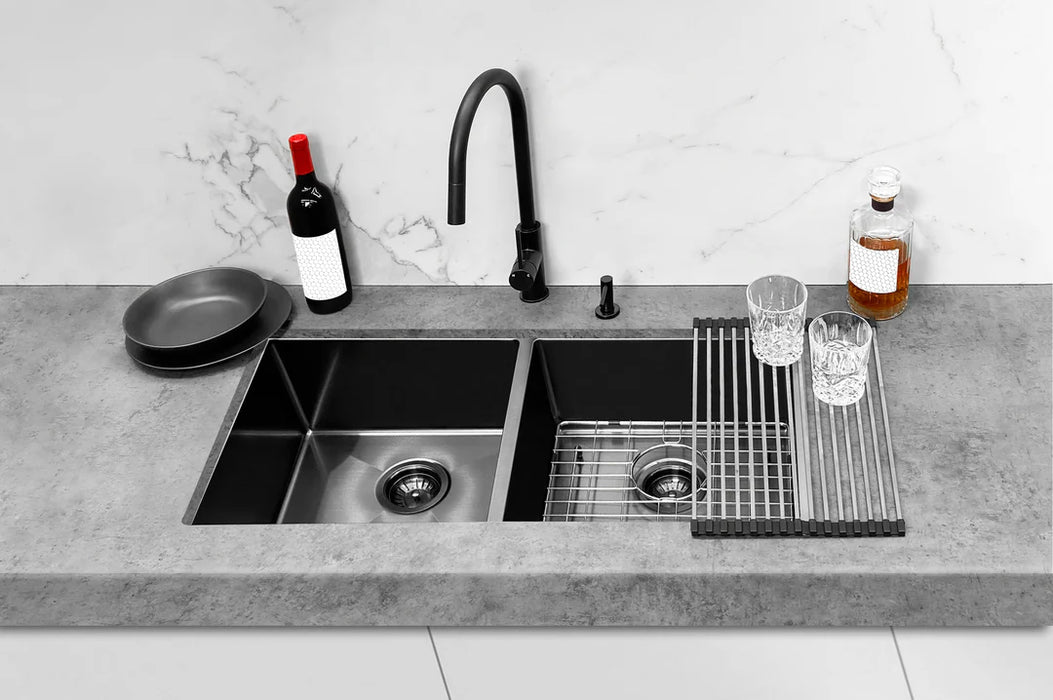 Meir Kitchen Sink - Double Bowl 860 x 440 - Brushed Gun Metal