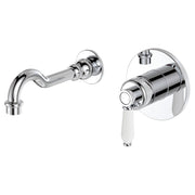 Fienza Eleanor Wall Basin/Bath Mixer Set, Chrome / Ceramic