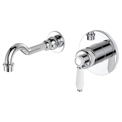 Fienza Eleanor Wall Basin/Bath Mixer Set, Chrome / Ceramic
