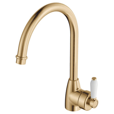 Fienza Eleanor Gooseneck Sink Mixer Urban Brass / Ceramic