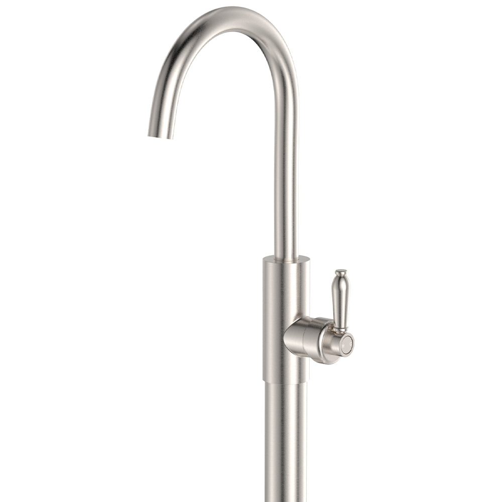 Fienza Eleanor Floor Mounted Basin/Bath Mixer Brushed Nickel / Brushed Nickel