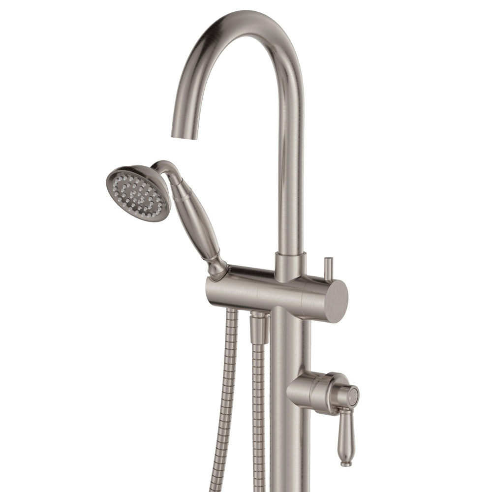 Fienza Eleanor Floor Mixer & Shower Brushed Nickel / Brushed Nickel