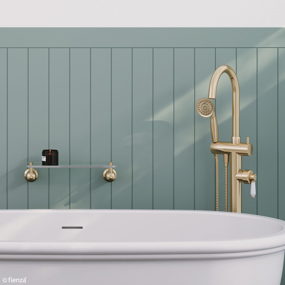 Fienza Eleanor Floor Mixer & Shower Urban Brass / Ceramic