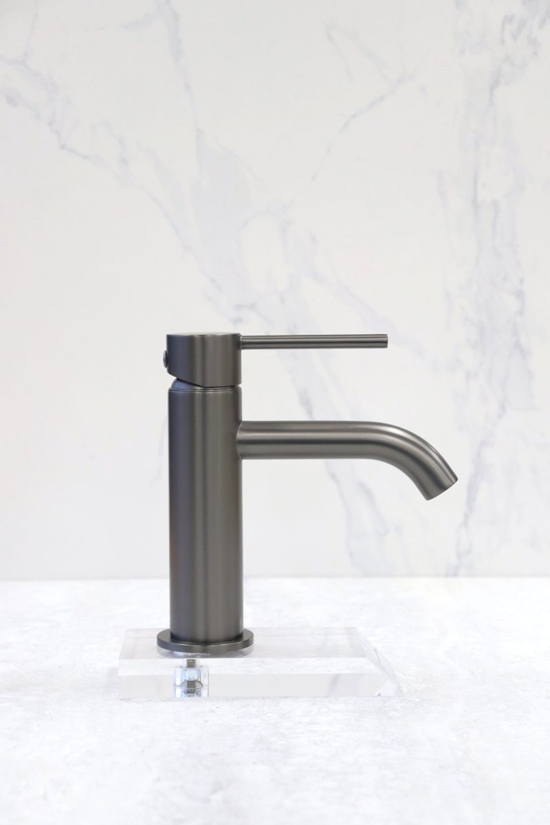 Modern National Star Mini Basin Mixer Curved Spout Gun Metal