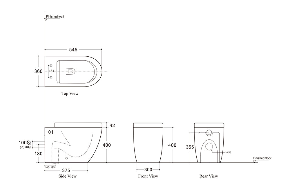 Rimless Matte White Wall Faced Toilet Pan