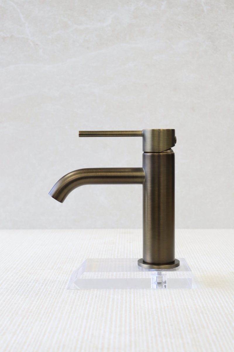 Modern National Star Mini Basin Mixer Curved Spout Antique Brass