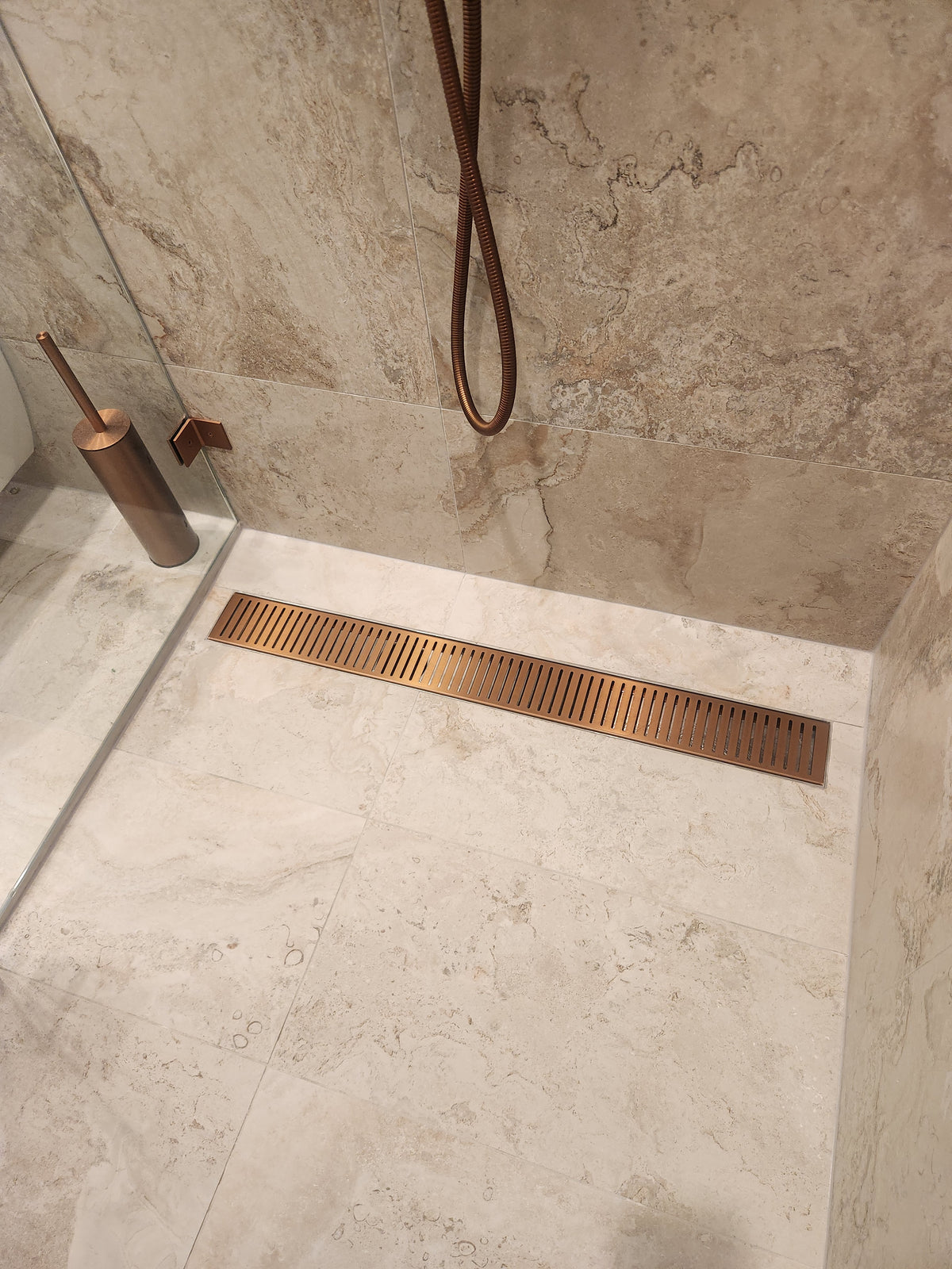 Linear Slotted Floor Grate (Brushed Bronze) 100mm x 600mm (74mm Outlet)