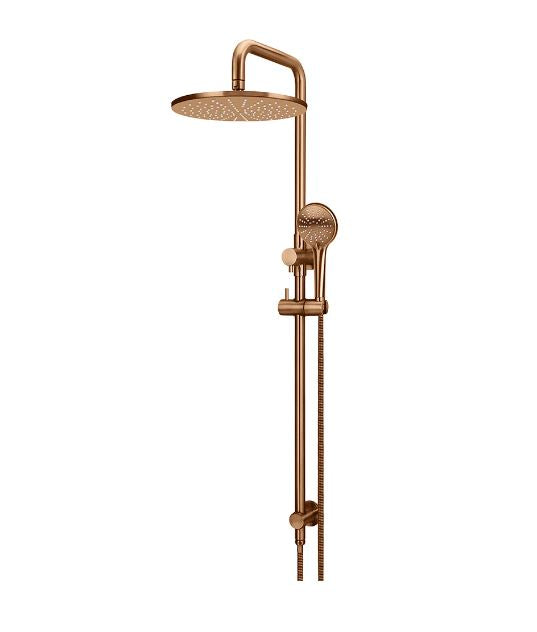 Meir Round Combination Shower Rail 300mm Rose, Three Function Hand Shower Lustre Bronze