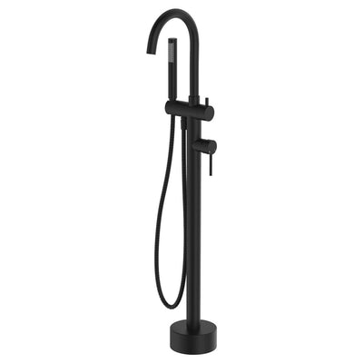 Fienza Kaya Floor Mounted Bath Mixer With Handshower Matte Black