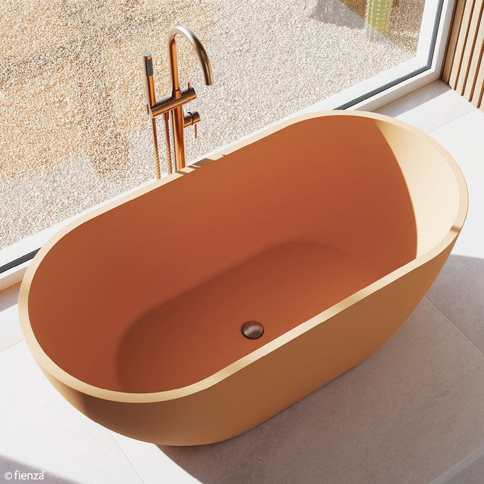Fienza Kaya Floor Mounted Bath Mixer With Handshower Brushed Copper