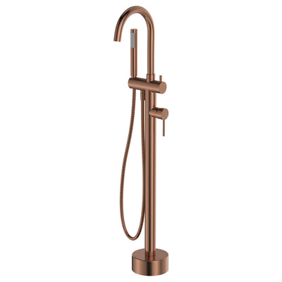 Fienza Kaya Floor Mounted Bath Mixer With Handshower Brushed Copper