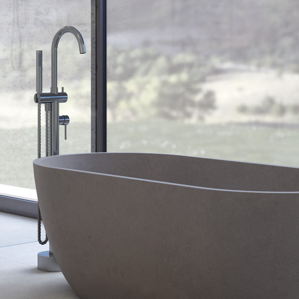 Fienza Kaya Floor Mounted Bath Mixer With Handshower Gun Metal