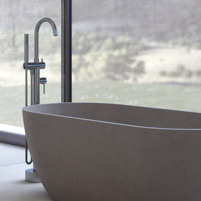 Fienza Kaya Floor Mounted Bath Mixer With Handshower Gun Metal