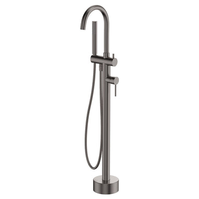 Fienza Kaya Floor Mounted Bath Mixer With Handshower Gun Metal
