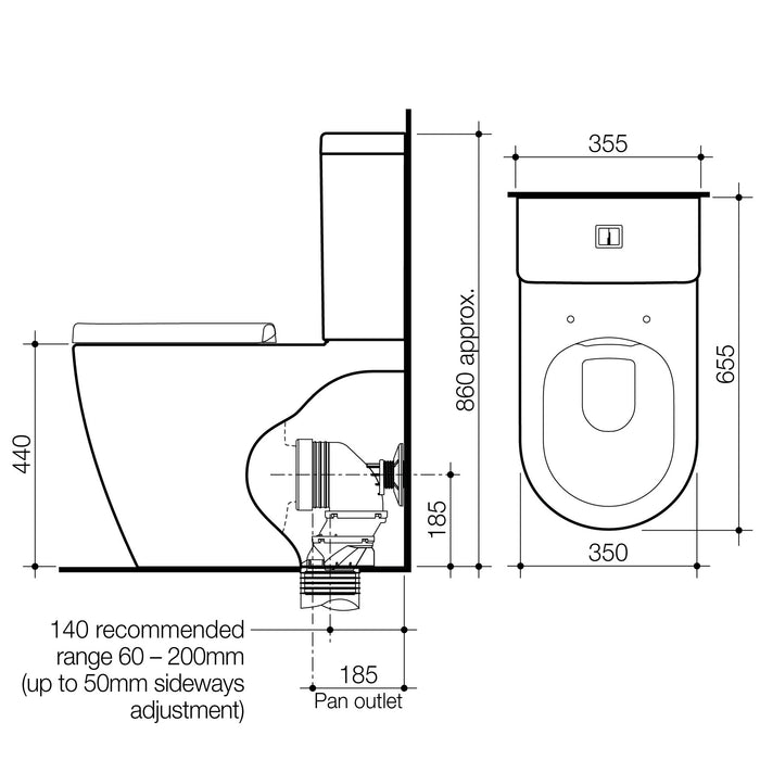 Caroma Urbane Cleanflush Wall Faced Toilet Suite