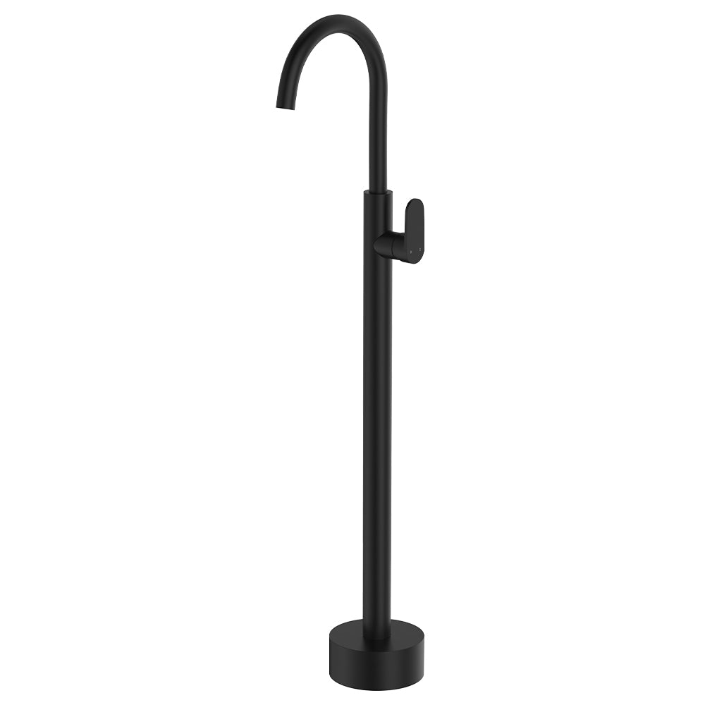 Fienza Empire Slim Floor Mounted Basin/Bath Mixer Matte Black
