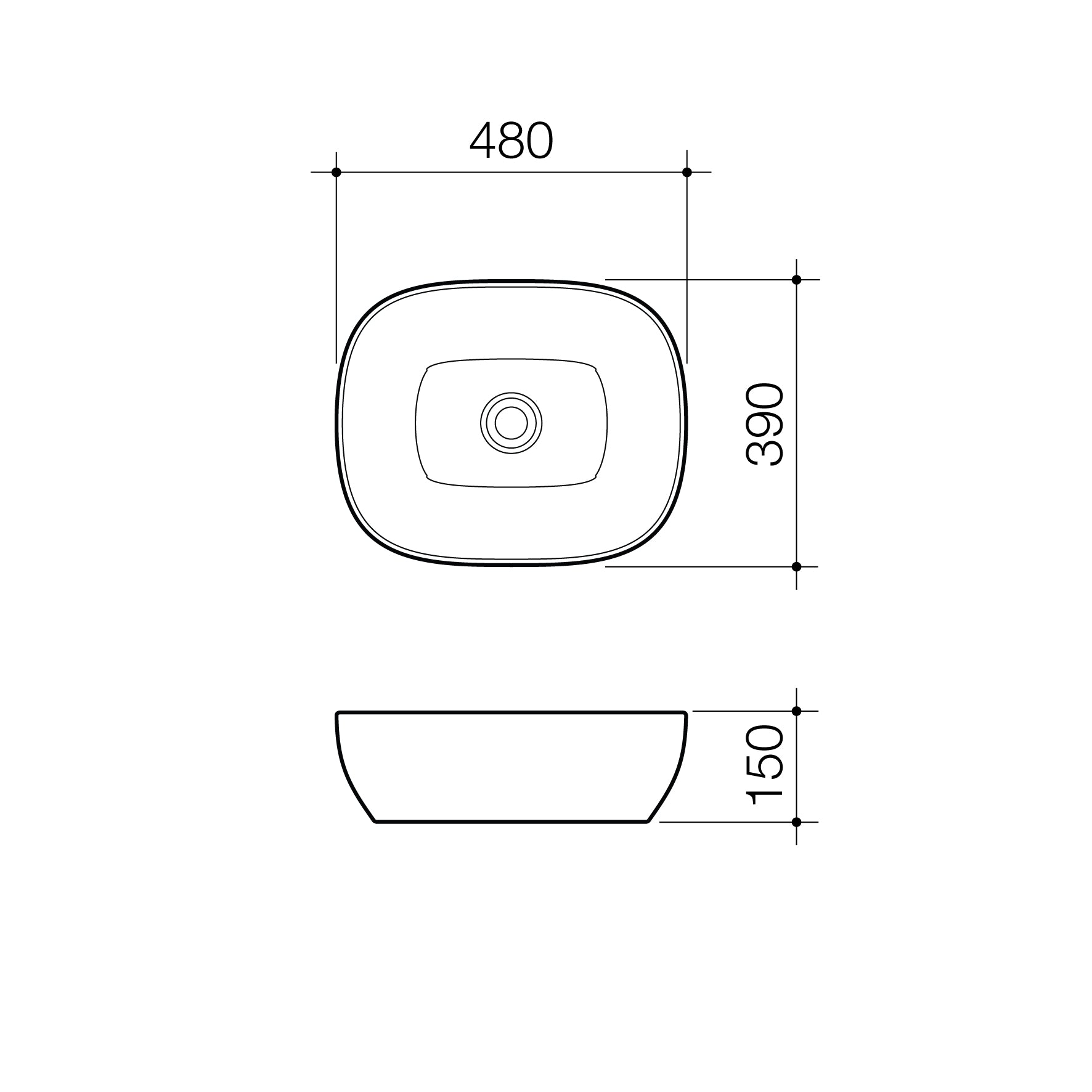 Caroma Tribute Above Counter 480mm Curved