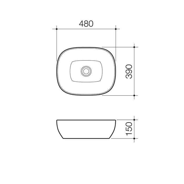 Caroma Tribute Above Counter 480mm Curved