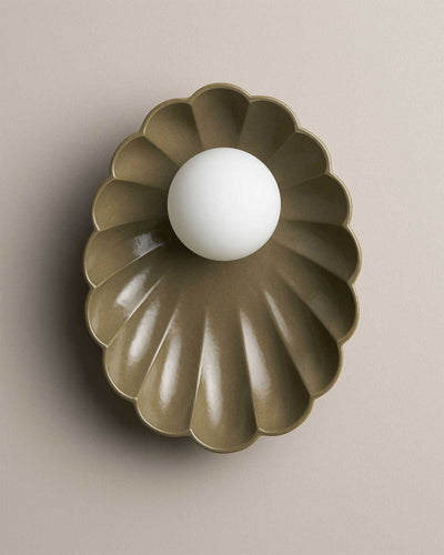 Ceramic Wall Oyster Sconce Light - Olive