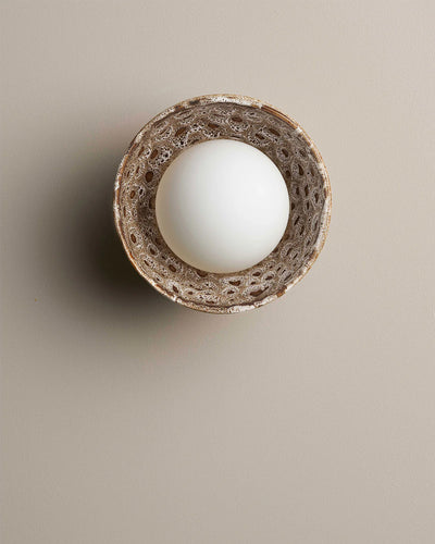 Ceramic Wall Bowl Sconce Light - White Ochre