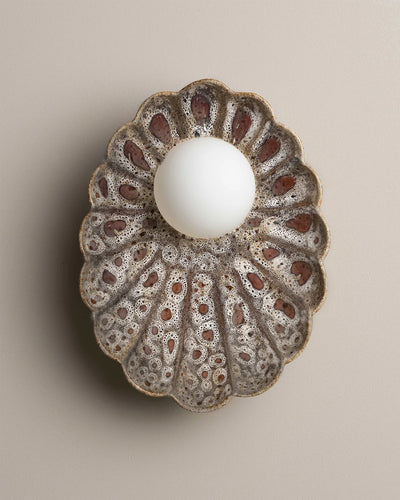 Ceramic Wall Oyster Sconce Light - White Ochre
