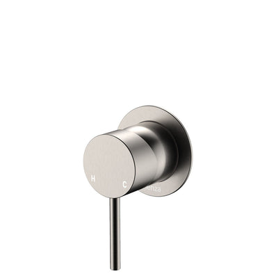 Fienza Kaya Wall Mixer Small Round Plate Brushed Nickel