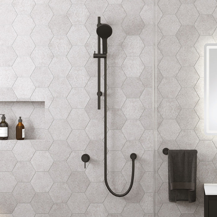 Fienza Kaya Wall Mixer Small Round Plate Matte Black