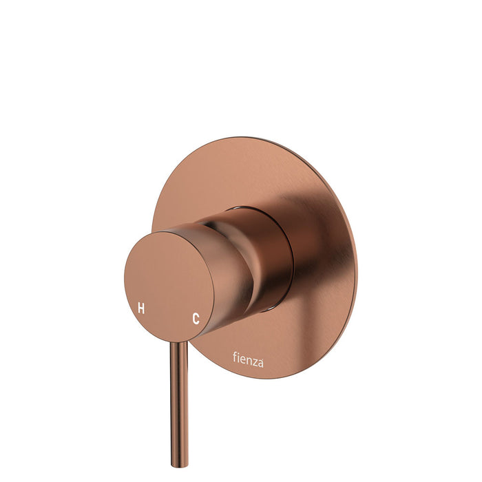 Kaya Wall Mixer, Large Round Plate, Brushed Copper