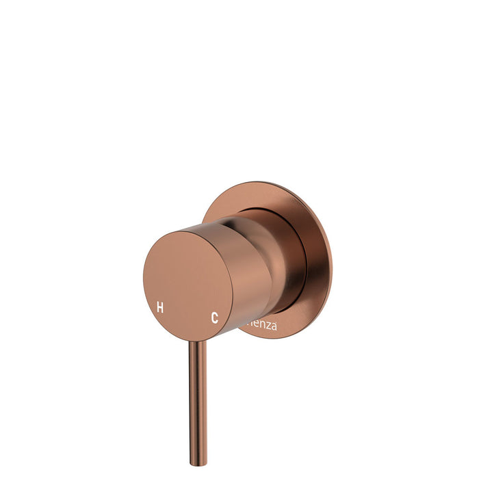 Kaya Wall Mixer, Small Round Plate, Brushed Copper