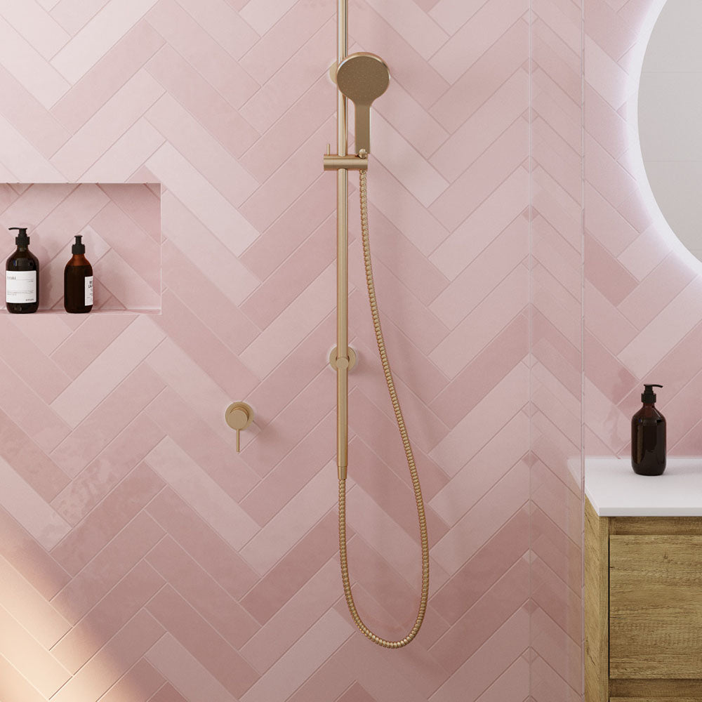 Fienza Kaya Wall Mixer Small Round Plate Urban Brass