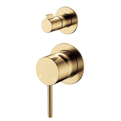 Fienza Kaya Wall Diverter Mixer Small Round Plate Urban Brass